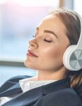 woman relaxing to a meditation